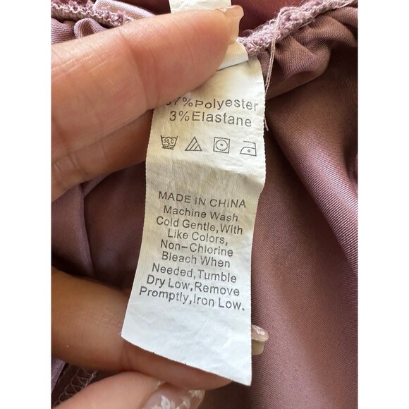 Unbranded Mauve Pink Button Down Pull On Shorts Satin Pajamas PJ Set XL - Picture 9 of 11